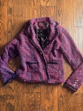 Say What? Purple Bouclé Cropped Blazer